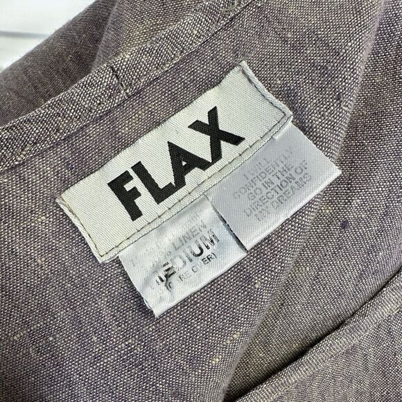 FLAX Linen Tank Top Purple-Tan Scoop Neck Sleeveless Blouse Size M Lagenlook - Picture 7 of 8